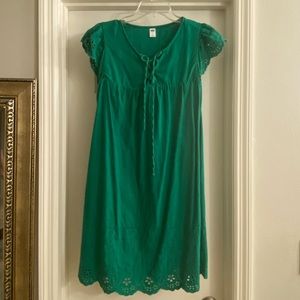 Green linen dress